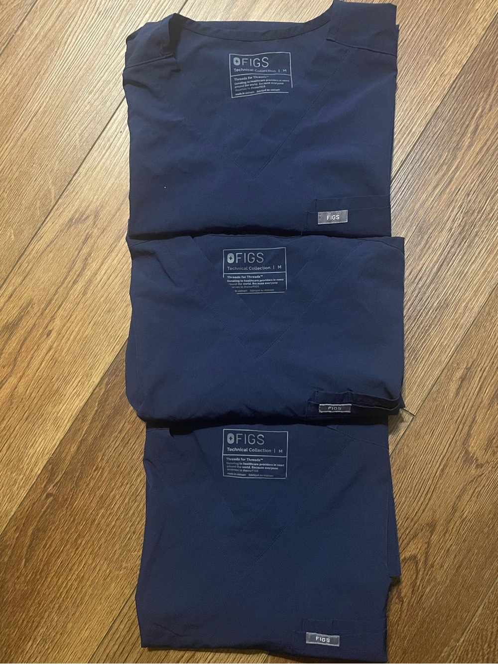 Figs LOT of 3 Navy Leon Scrub Top V-neck Tops